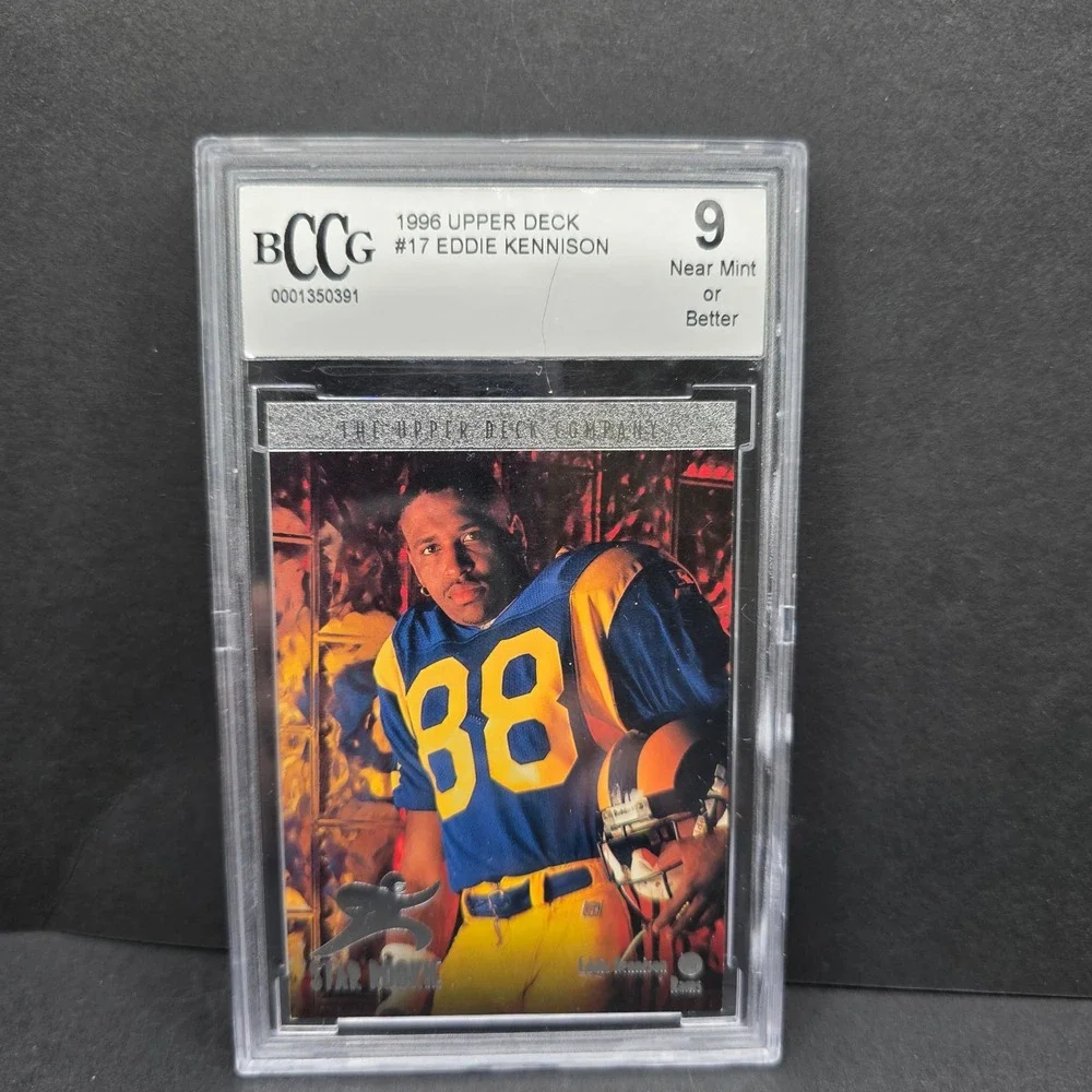 Upper‎ Deck Eddie Kennison Football Card St. Louis Rams 1996 Star Rookie BCCG 9